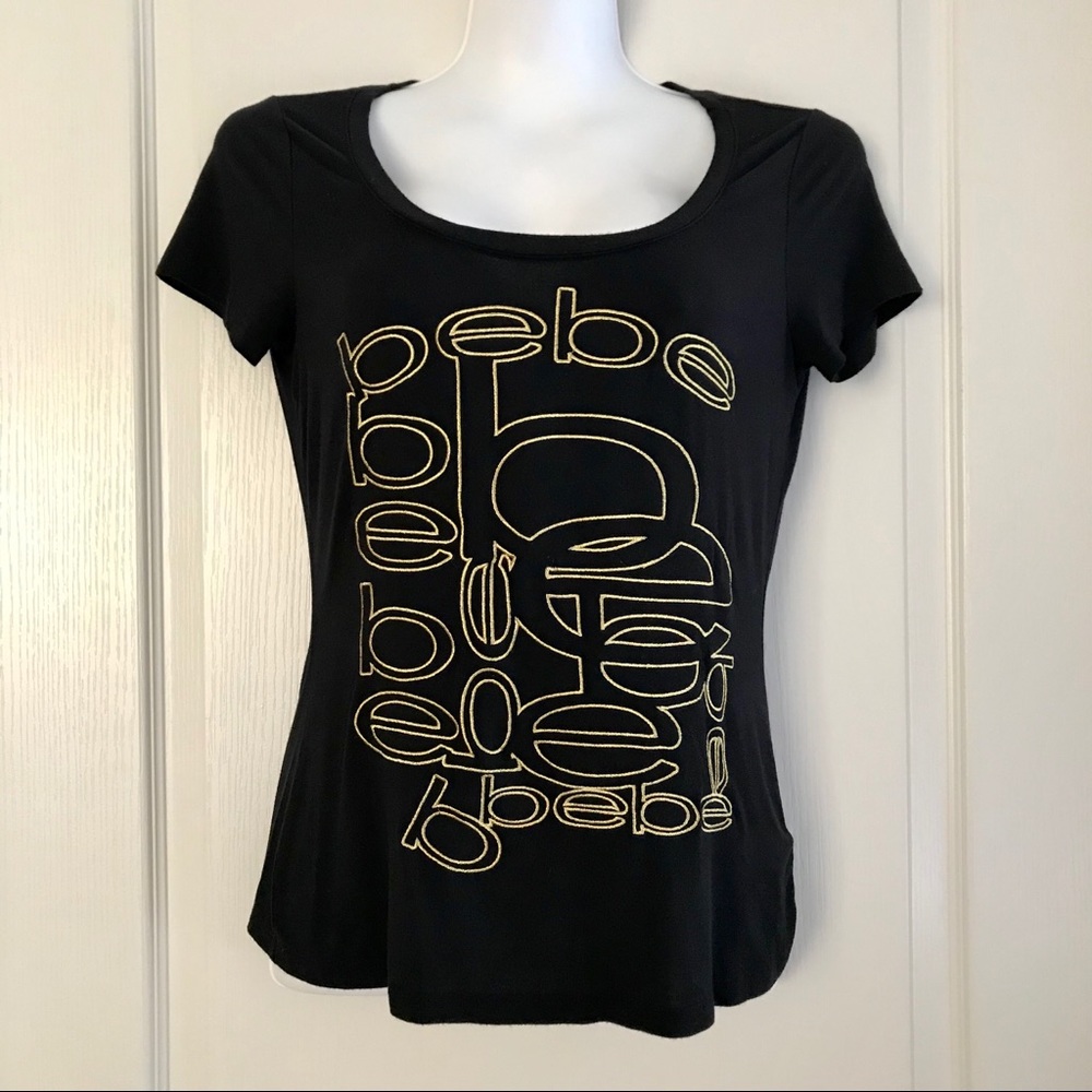 bebe Embroidered Logo Stretch Tee